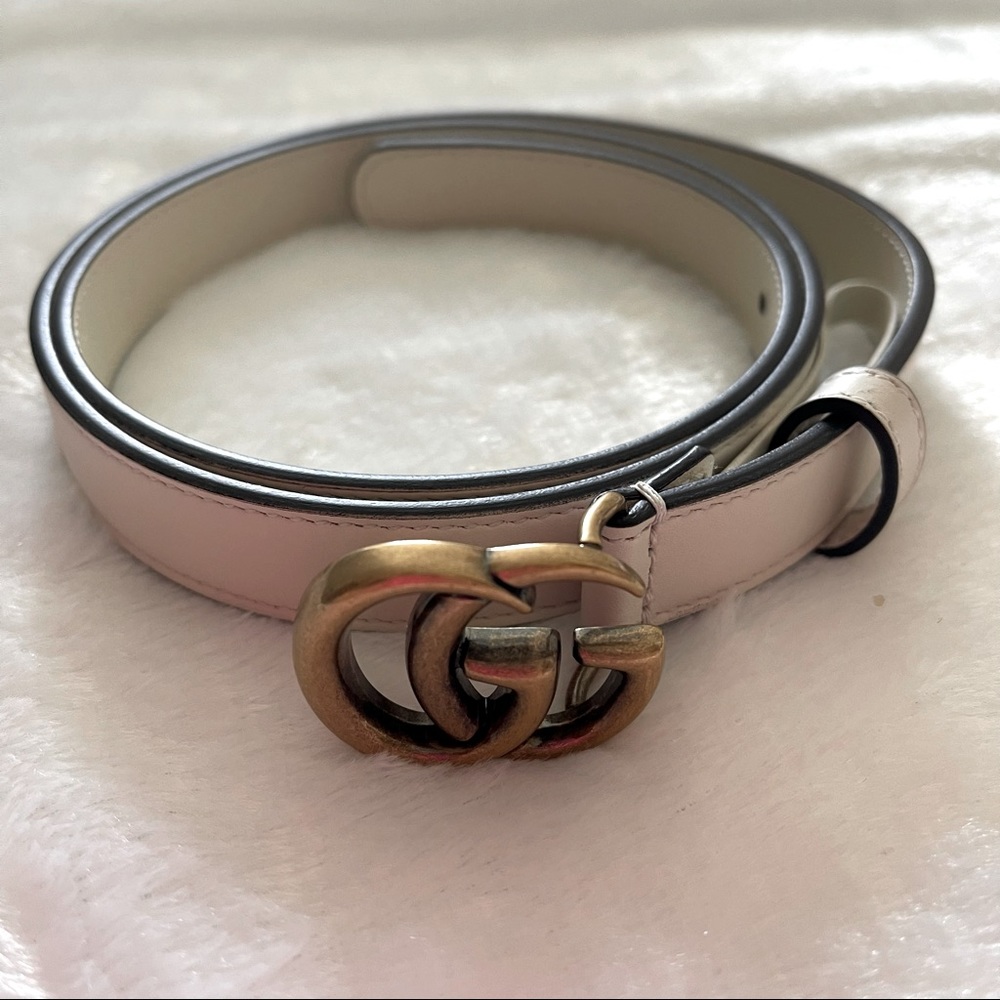 Gucci double G slim belt in white